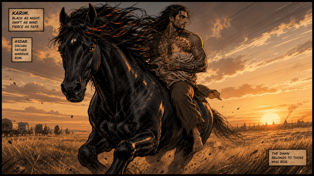 Karim, shifter aka taxi, transporting Asdar and baby Baran. Quantum Jump book VI