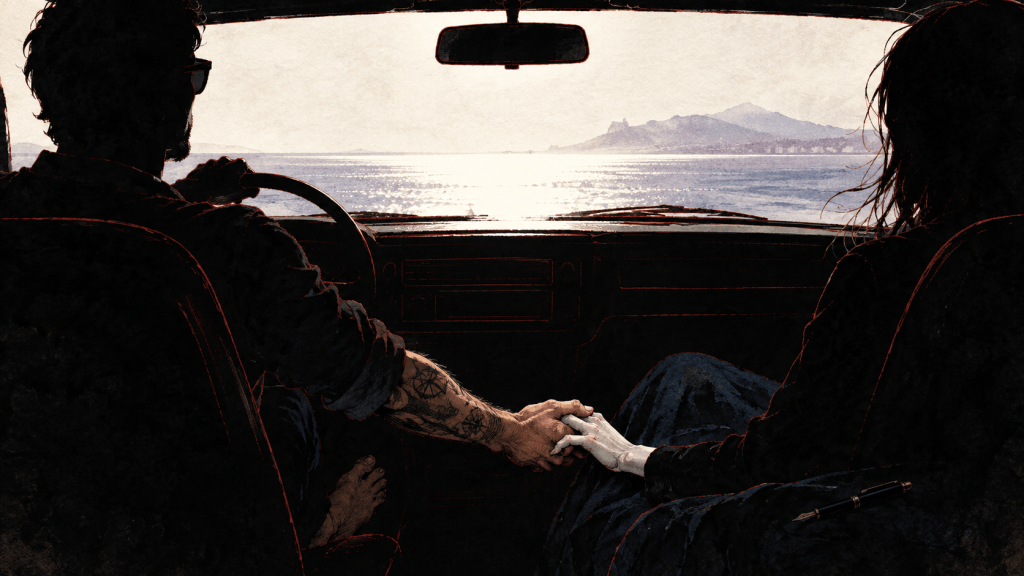 The writer and Wolfgang on their way to Morocco. Quantum Gravity - Azad.
